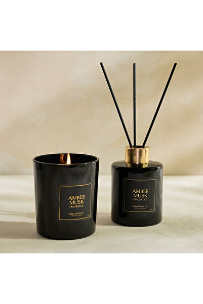 Generic مجموعة هدايا رابيا ميدنايت أمبر مسك مع شمعة وموزع عطر