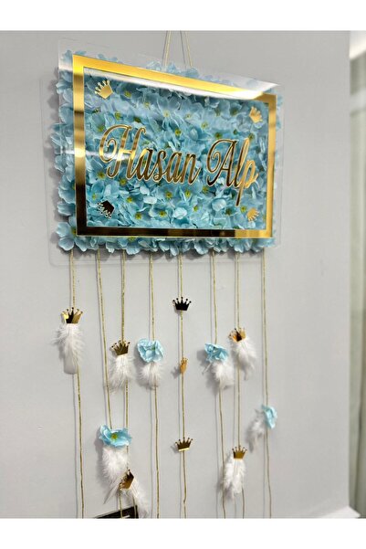 renkli mi renkli tasarım dünyası çiçekli pleksi gold bebek kapı süsü isimli k...