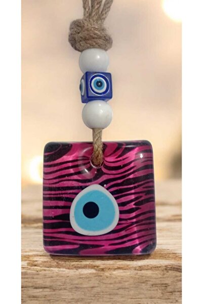 ella'nın çarşısı Ροζ Ειδικής Σχεδίασης Τετράγωνη Χάντρα Κακού Ματιού 6 εκ. x ...