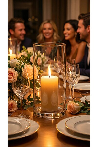 GLASSY Minimalist Şıklığın İmzası: 10x20 cm El İşçiliği Premium Silindir Vazo...