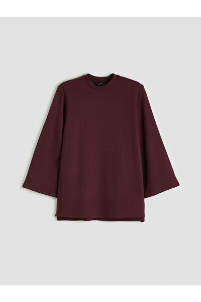 LC Waikiki Mg Trenden Plum High Neck Oversize Women's Sweatshirt Tunic