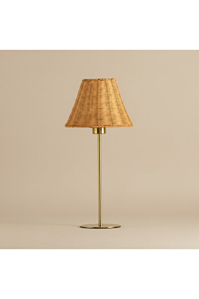 Generic Naturel Metal Table Lamp with Rattan Shade - 22x47 cm