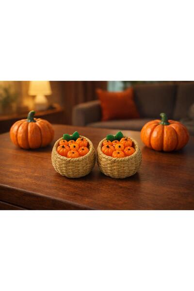 modesign 2Lİ TAKIM DEKORATİF BETON SEPET İÇİNDE BALKABAĞI SÜSLEMELİ KOKULU MU...