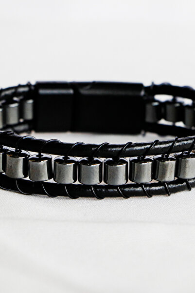 biuti El Yapımı Hematit Doğal Taşlı Erkek Bilekliği, Sevgililer Günü Hediyesi