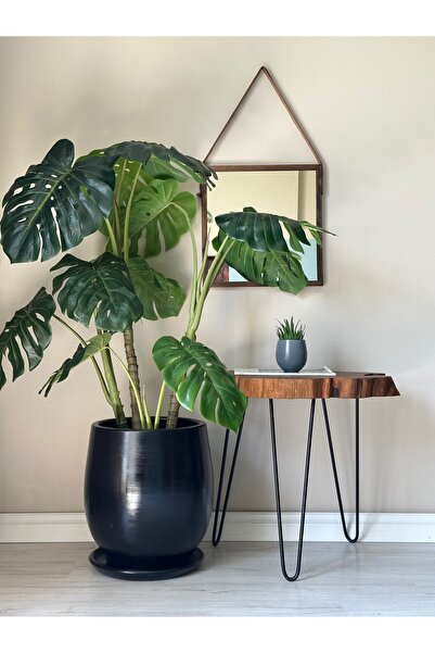 odka Armut Saksı Tabaklı H: 32cmx Çap: 26cm Siyah