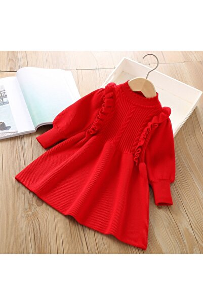 GENERAL Winter dress with unique details in red - 6 months - 4 years