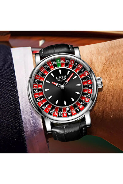 Lige Casino Rulet Lüks Deri Kordon Erkek Kol Saati