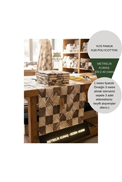 ayçiçek home 1 Meter 46 Thread Akfi̇l Fabric 2.40 Width Bedding Fabric Metera...