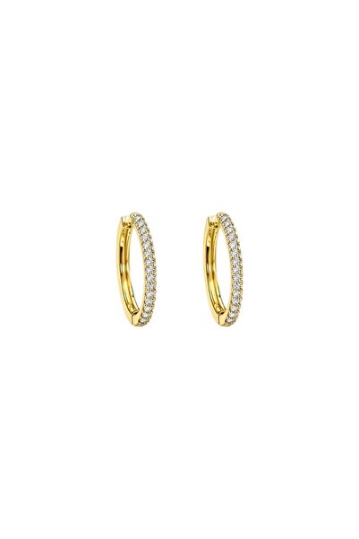 Sense of Atelier Luna Spark Hoop Gold Hoop Earrings with Stones-White Stone