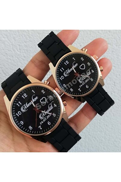serbestmoda Sevgiliye Doğum Günü Hediyesi Çift Saat Kombini İsim Baskılı Kişi...