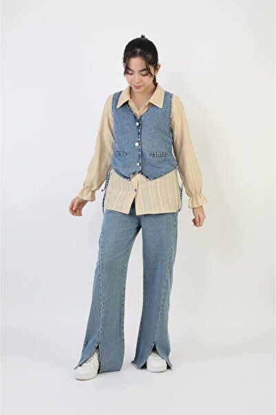 Yalçınoğlu Kids Set vestă și blugi pentru fete I Set blugi pentru copii pentr...