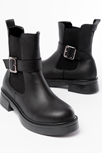 Zerenyus Exi̇n-02-2004 Premium Black Elastic Daily Women's Boots with Buckle ...