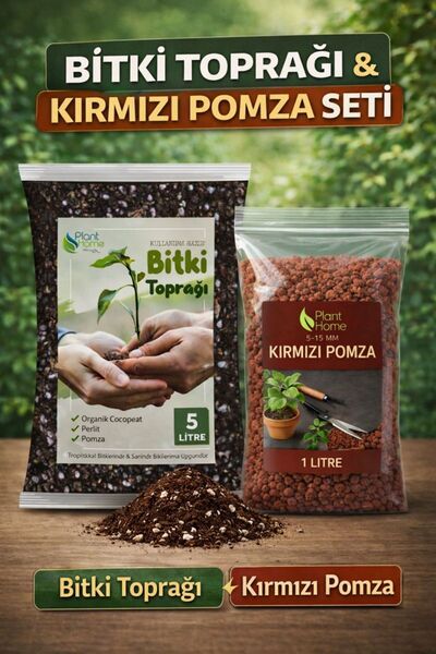 Plant Home Power Mix Bitki Toprağı & Kırmızı Pomza Seti | 5 L Bitki Toprağı +...