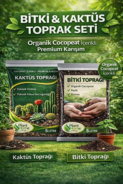 Plant Home Power Mix Bitki ve Kaktüs Toprağı Seti 10 L | Organik Cocopeatli |...