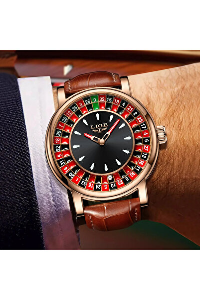 Lige Casino Rulet Lüks Deri Kordon Erkek Kol Saati