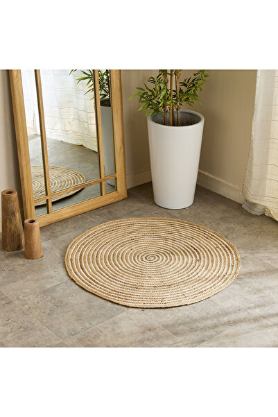 Home Box Eco Swrils Round Handmade Jute Rug - 90 cm