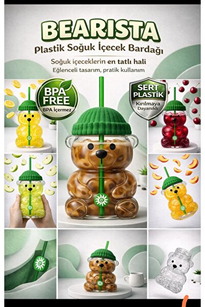 Acarlar Ticaret Barista sert plastik ayıcıklı bardak 500 ml