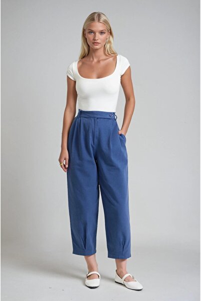 Lijuri High Waist Carrot Cut Trousers with Belt Detail 0117