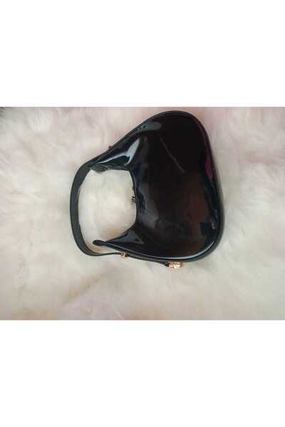 Nurembags Black Women's Patent Leather Shoulder Bag with Zipper Closure and S...