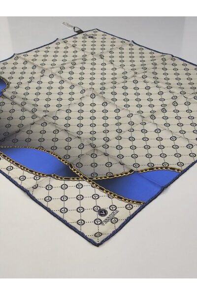 PİRAMİT وشاح حرير فيسونا تيفيل موديل ساكس أزرق 1018-4