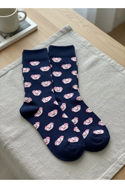 CANMODA Șosete Recien unisex, cu model de porc, albastru închis, din bumbac, ...