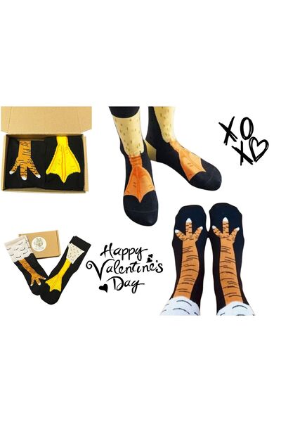 MODA 14 Şubat’a özel tavuk - ördek ayaklı sevgili çorapları
