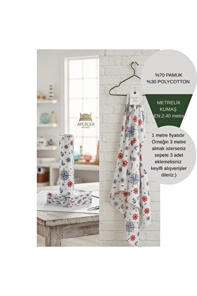 ayçiçek home 1 Meter 46 Thread Akfi̇l Fabric 2.40 Width Bedding Fabric Metera...