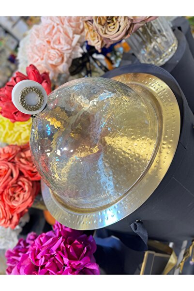 hediye Esterhomedecor Metal Cake Pan with Glass Lid