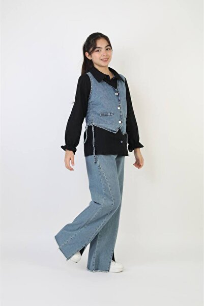 Yalçınoğlu Kids Κοριτσίστικο Γιλέκο και Τζιν Σετ (Πάνω-Κάτω) I Παιδικό Σετ γι...