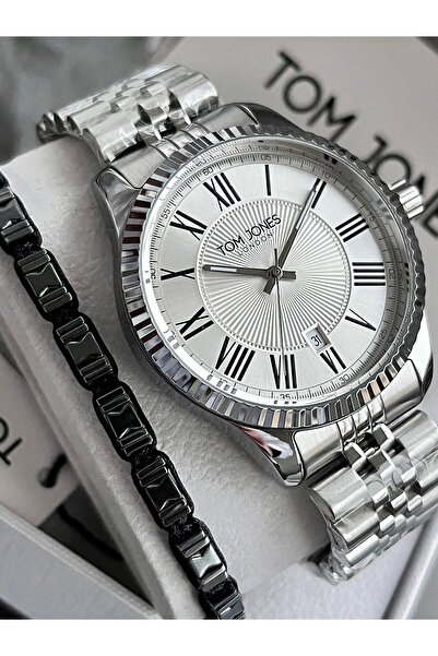 Tom Jones Erkek Kol Saati Takvimli Gümüş Renk Çelik Kordon 3 Atm Su Geçirmez+...