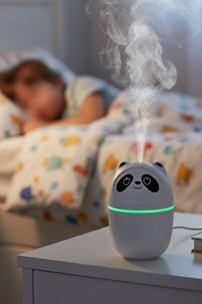 BENİMOLMALI Sevimli Panda Figürlü Hava Nemlendirici Soğuk Buhar Makinesi, LED...