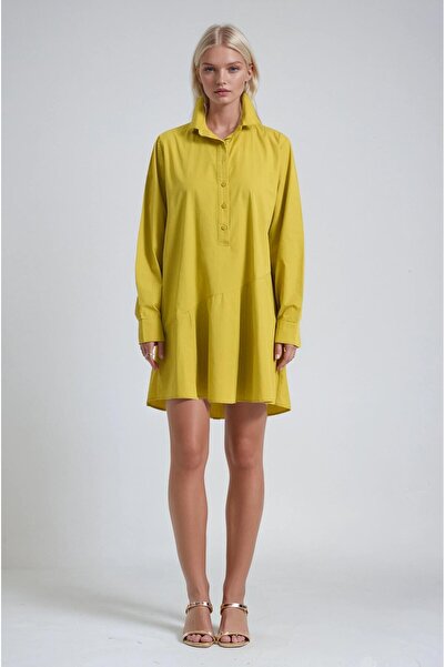 Lijuri Shirt collar button-down loose fit mini shirt dress 2024