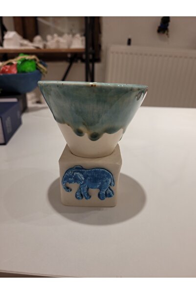 Veritas Ceramics Conical Mug Conical Shaped Mug with Elephant Detail, Handmade