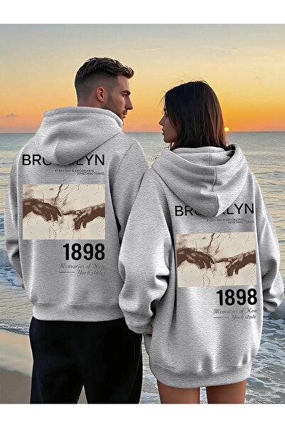 cc collection Couple Combination Brooklyn 1898 Printed Oversize Unisex Hooded...