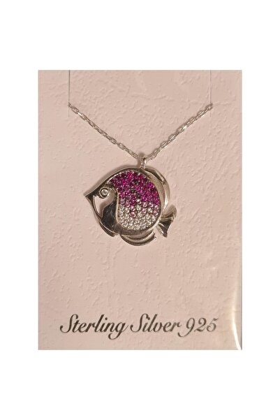 Crocodileskids 925 Silver Balloon Fish Necklace with Zirconia, Purple