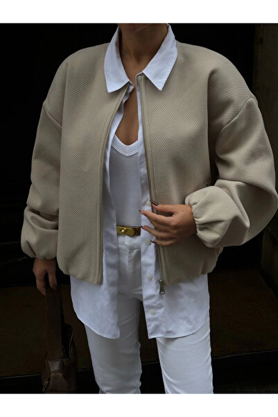 Lady Moss Cashmere Zippered Jacket - Beige