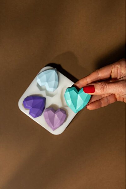 rufus concept Kristal Kalp Dörtlü Silikon Mum Kalıbı