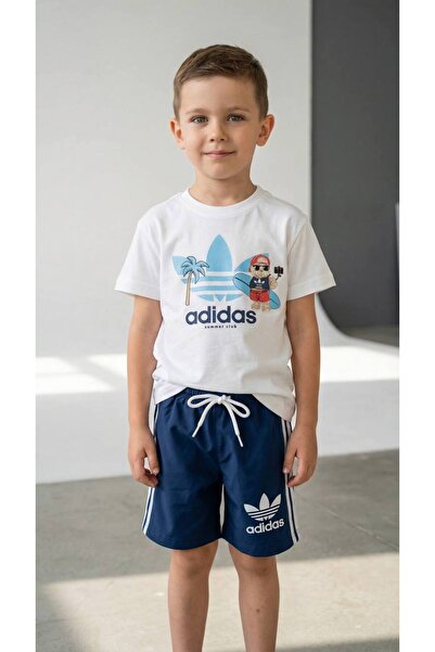 NOBLEKIDS Capybara Embroidered Summer Unisex Set – Blue, 100% Cotton, Ages 3–10