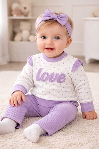 Tenra Kabartma Baskılı %100 Pamuk Alt Üst Bebek Takımı