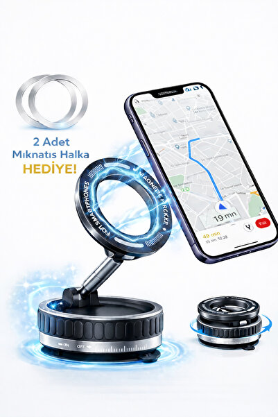 Zyga 360° Dönebilen Manyetik Araç İçi Telefon Tutucu | Vakumlu Güçlü Mıknatıs...