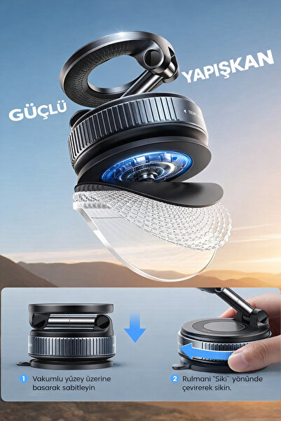 Zyga 360° Dönebilen Manyetik Araç İçi Telefon Tutucu | Vakumlu Güçlü Mıknatıs | Ayarlanabilir Universal
