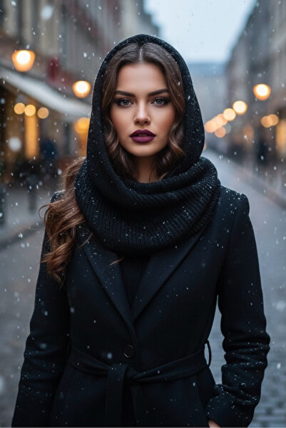 stravis Black Soft Textured Knitted Balaclava