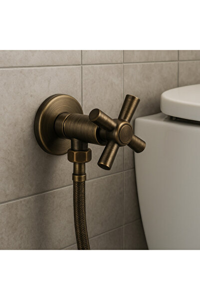 banyosepeti Cross Antique Vintage Wall Mounted Bidet Faucet + Flexible Hose S...