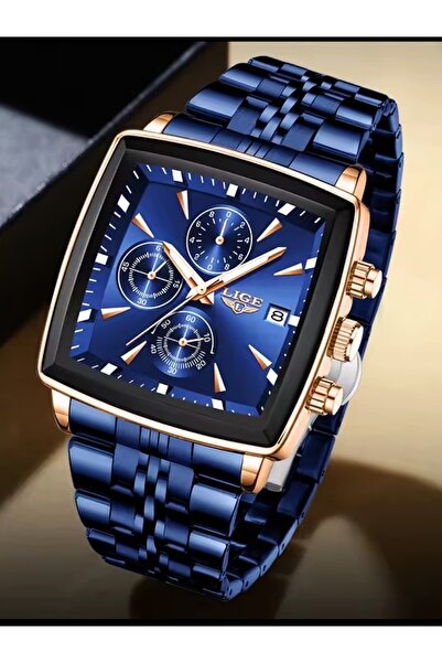 Lige Custom Square Steel Cord Men's Wristwatch