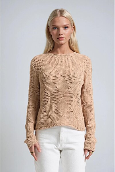 Lijuri Openwork baklava patterned mercerized sweater 1426