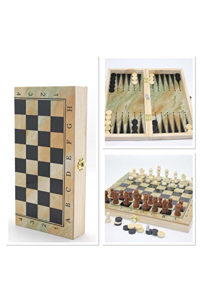 ZS DEMİR Wooden Chess and Backgammon Set
