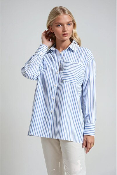 Lijuri Striped Oversize Pocket Detailed Shirt 3495