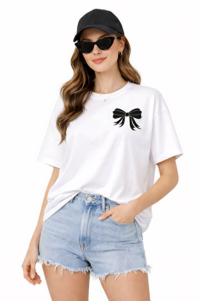 ArtYus Bowknot Printed Summer Themed Cotton Relaxed Fit Round Neck Unisex T-S...