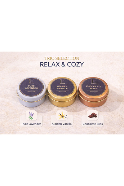 KORIXA TRIO SELECTION – RELAX & COZY (Lavanta,Vanilya,Çikolata)