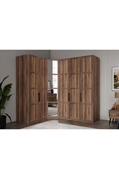 Doressa Home Pita Brown 6 Kapılı Köşe Gardırop